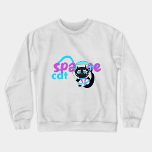 space cats the cool black kitten Crewneck Sweatshirt